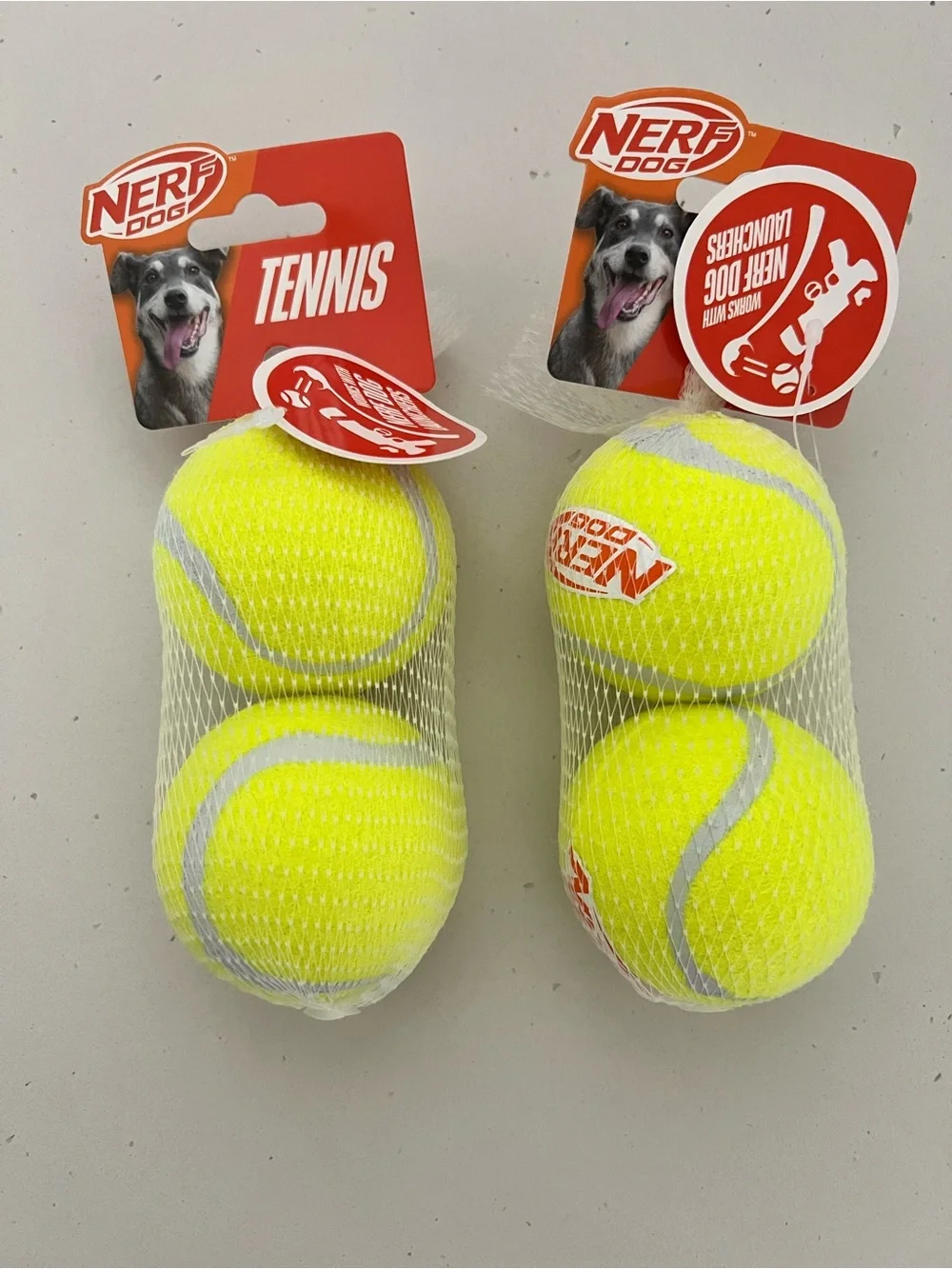 NWT Nerf Dog Tennis Balls 4 Pack 2 Sets Medium Large Dogs Fetch Squeak